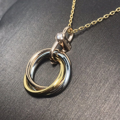 [Super Jewellery]TRINITY SILVER GOLD PINK GOLD NECKLACE