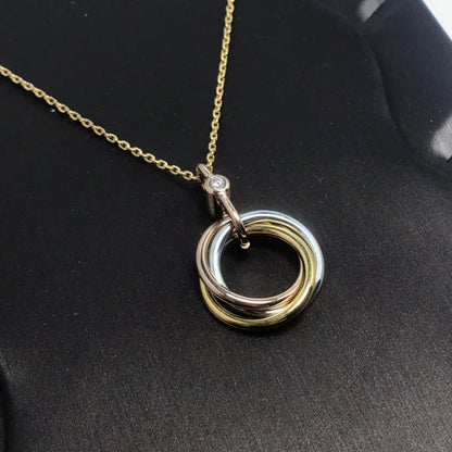 [Super Jewellery]TRINITY SILVER GOLD PINK GOLD NECKLACE