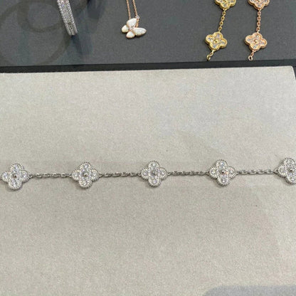 [Super Jewellery] CLOVER 5 MOTIF FULL DIAMOND BRACELET COLLECTION
