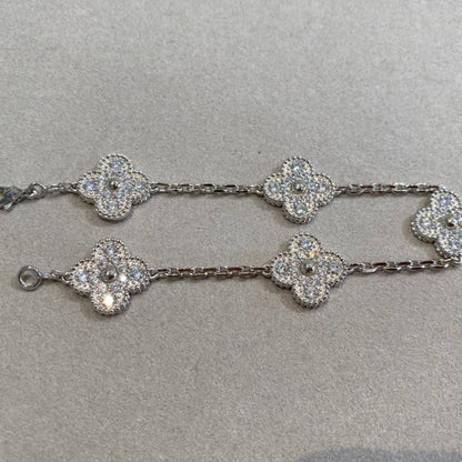 [Super Jewellery] CLOVER 5 MOTIF FULL DIAMOND BRACELET COLLECTION