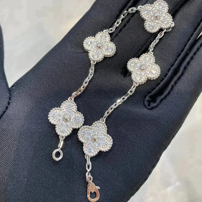 [Super Jewellery] CLOVER 5 MOTIF FULL DIAMOND BRACELET COLLECTION