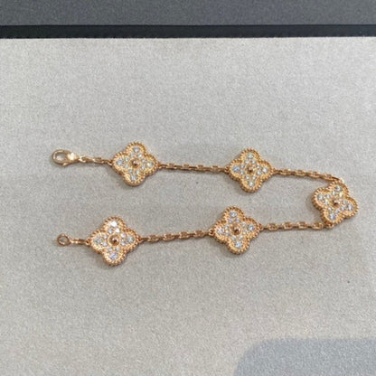 [Super Jewellery] CLOVER 5 MOTIF FULL DIAMOND BRACELET COLLECTION