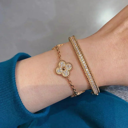 [Super Jewellery] CLOVER 5 MOTIF FULL DIAMOND BRACELET COLLECTION
