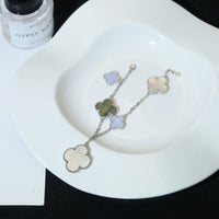 [Super Jewellery]CLOVER BRACELET 5 MOTIFS MOP CHALCEDONY SILVER