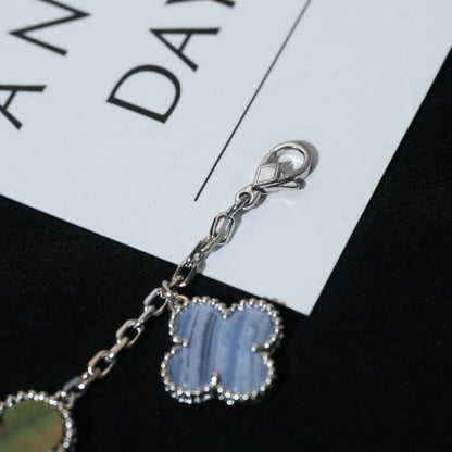 [Super Jewellery]CLOVER BRACELET 5 MOTIFS MOP CHALCEDONY SILVER