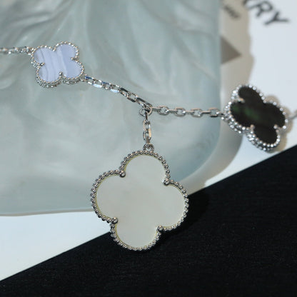 [Super Jewellery]CLOVER BRACELET 5 MOTIFS MOP CHALCEDONY SILVER