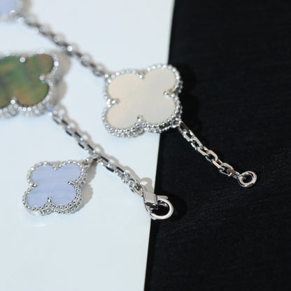 [Super Jewellery]CLOVER BRACELET 5 MOTIFS MOP CHALCEDONY SILVER