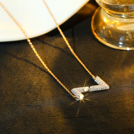 [Super Jewellery]VOLT SILVER DIAMOND PEDANT NECKLACE