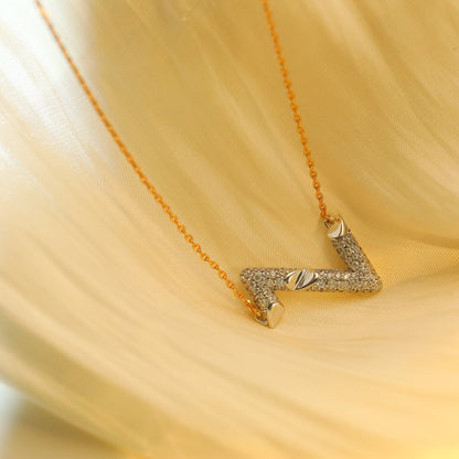 [Super Jewellery]VOLT SILVER DIAMOND PEDANT NECKLACE
