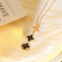 [Super Jewellery]STAR AND SUN ONYX PINK GOLD NECKLACE