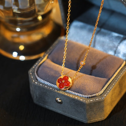[Super Jewellery]SUN PEDANT PINK GOLD 1 DIAMOND NECKLACE