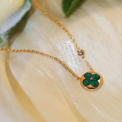 [Super Jewellery]SUN PEDANT PINK GOLD 1 DIAMOND NECKLACE