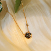 [Super Jewellery]SUN PEDANT PINK GOLD 1 DIAMOND NECKLACE