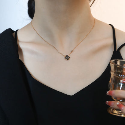 [Super Jewellery]SUN PEDANT PINK GOLD 1 DIAMOND NECKLACE