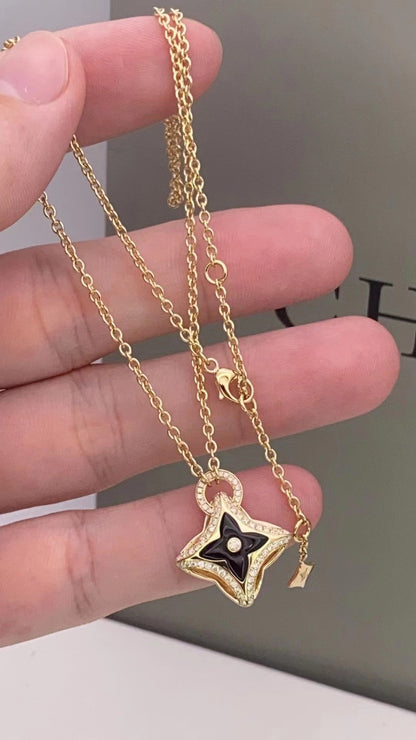 [Super Jewellery]STAR PEDANT PINK GOLD DIAMOND NECKLACE