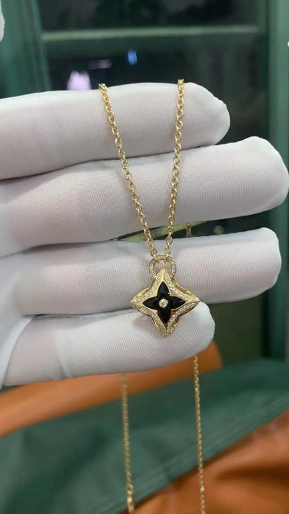 [Super Jewellery]STAR PEDANT PINK GOLD DIAMOND NECKLACE