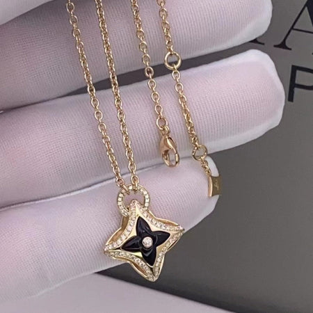 [Super Jewellery]STAR PEDANT PINK GOLD DIAMOND NECKLACE