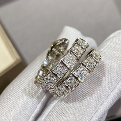 [Super]SERPENTI DOUBLE RING SILVER DIAMOND PAVED