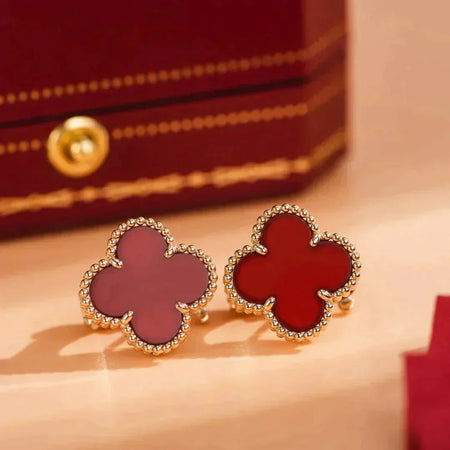 [Super Jewellery]CLOVER MEDIUM 1 MOTIFS CARNELIAN  EARRINGS