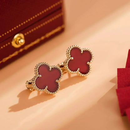 [Super Jewellery]CLOVER MEDIUM 1 MOTIFS CARNELIAN  EARRINGS