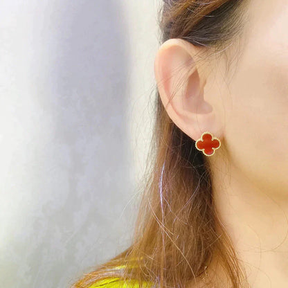 [Super Jewellery]CLOVER MEDIUM 1 MOTIFS CARNELIAN  EARRINGS