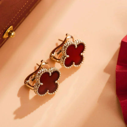 [Super Jewellery]CLOVER MEDIUM 1 MOTIFS CARNELIAN  EARRINGS