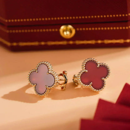 [Super Jewellery]CLOVER MEDIUM 1 MOTIFS CARNELIAN  EARRINGS