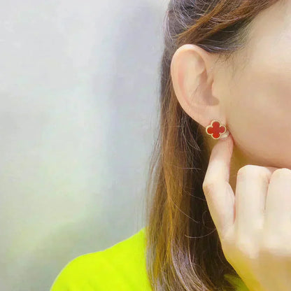 [Super Jewellery]CLOVER MEDIUM 1 MOTIFS CARNELIAN  EARRINGS