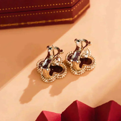 [Super Jewellery]CLOVER MEDIUM 1 MOTIFS CARNELIAN  EARRINGS
