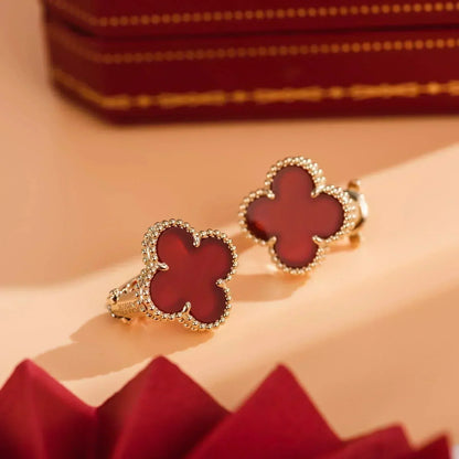 [Super Jewellery]CLOVER MEDIUM 1 MOTIFS CARNELIAN  EARRINGS
