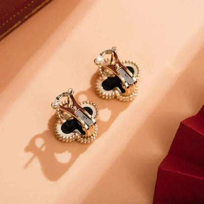 [Super Jewellery]CLOVER MEDIUM 1 MOTIFS  ONYX STUD EARRINGS