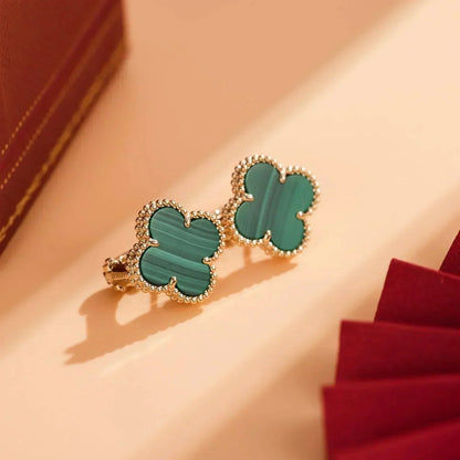 [Super Jewellery]CLOVER MEDIUM 1 MOTIFS MALACHITE  EARRINGS