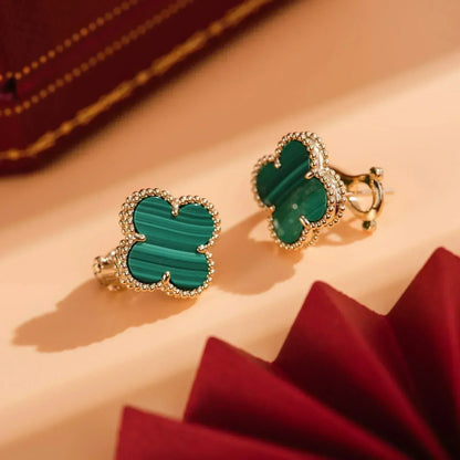 [Super Jewellery]CLOVER MEDIUM 1 MOTIFS MALACHITE  EARRINGS