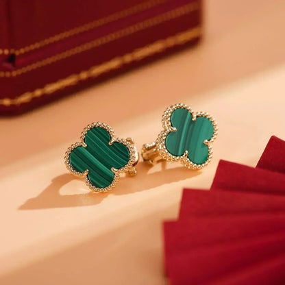 [Super Jewellery]CLOVER MEDIUM 1 MOTIFS MALACHITE  EARRINGS