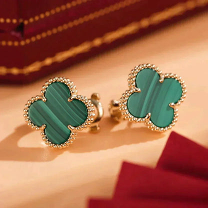 [Super Jewellery]CLOVER MEDIUM 1 MOTIFS MALACHITE  EARRINGS