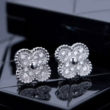 [Super Jewellery]CLOVER 1 MOTIFS DIAMOND STUD EARRINGS SILVER