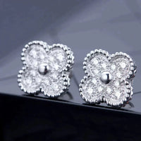 [Super Jewellery]CLOVER 1 MOTIFS DIAMOND STUD EARRINGS SILVER