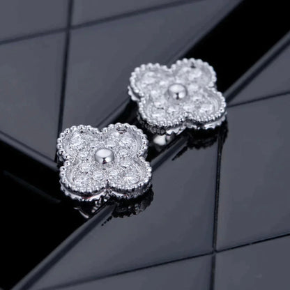 [Super Jewellery]CLOVER 1 MOTIFS DIAMOND STUD EARRINGS SILVER