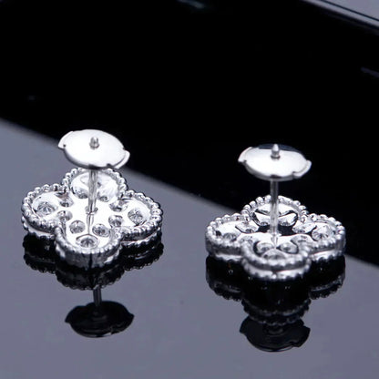 [Super Jewellery]CLOVER 1 MOTIFS DIAMOND STUD EARRINGS SILVER