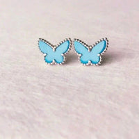 [Super Jewellery]BUTTERFLY TURQUOISE EARRINGS SILVER