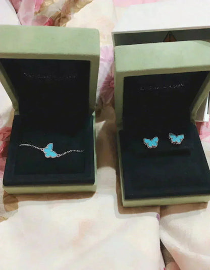 [Super Jewellery]BUTTERFLY TURQUOISE EARRINGS SILVER