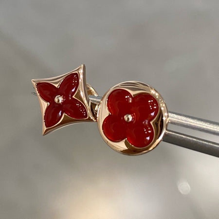 [Super Jewellery]STAR AND SUN PINK GOLD CARNELIAN STUD EARRINGS