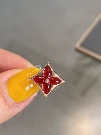 [Super Jewellery]STAR AND SUN PINK GOLD CARNELIAN STUD EARRINGS