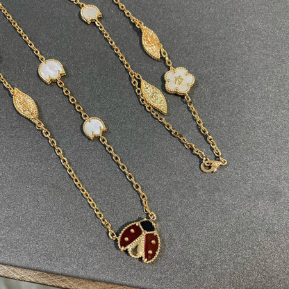[Super Jewellery]LUCKY SPRING 15 MOTIFS GOLD NECKLACE