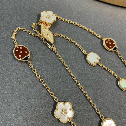 [Super Jewellery]LUCKY SPRING 15 MOTIFS GOLD NECKLACE