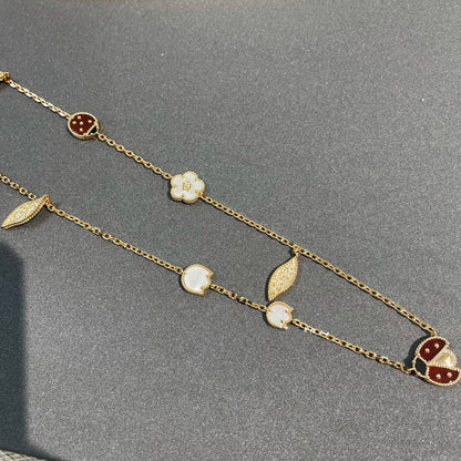 [Super Jewellery]LUCKY SPRING 15 MOTIFS GOLD NECKLACE