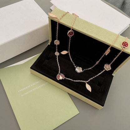 [Super Jewellery]LUCKY SPRING 15 MOTIFS ROSE GOLD NECKLACE