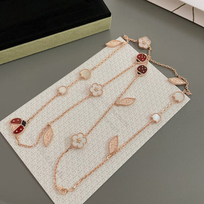 [Super Jewellery]LUCKY SPRING 15 MOTIFS ROSE GOLD NECKLACE