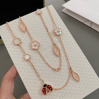 [Super Jewellery]LUCKY SPRING 15 MOTIFS ROSE GOLD NECKLACE