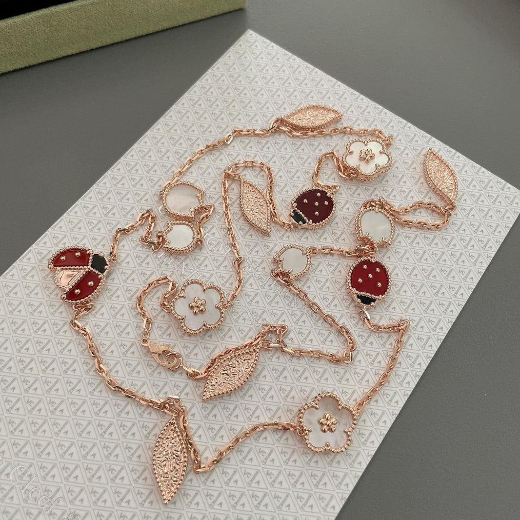 [Super Jewellery]LUCKY SPRING 15 MOTIFS ROSE GOLD NECKLACE